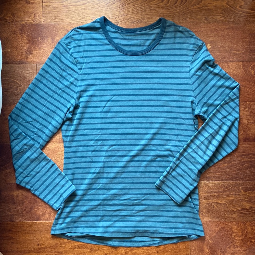 Men’s Lululemon 5 Year Basic Long Sleeve Yachtie Stripe Sea Steel Gravity
